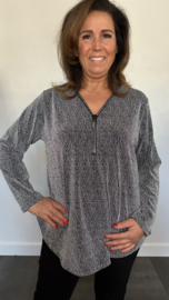 Top "glitter zipp" sparkle lines zilver