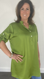 Lange blouse satijn look olijf groen