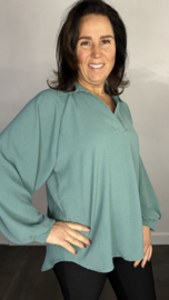 Blouse GiGi met pofmouw zeegroen