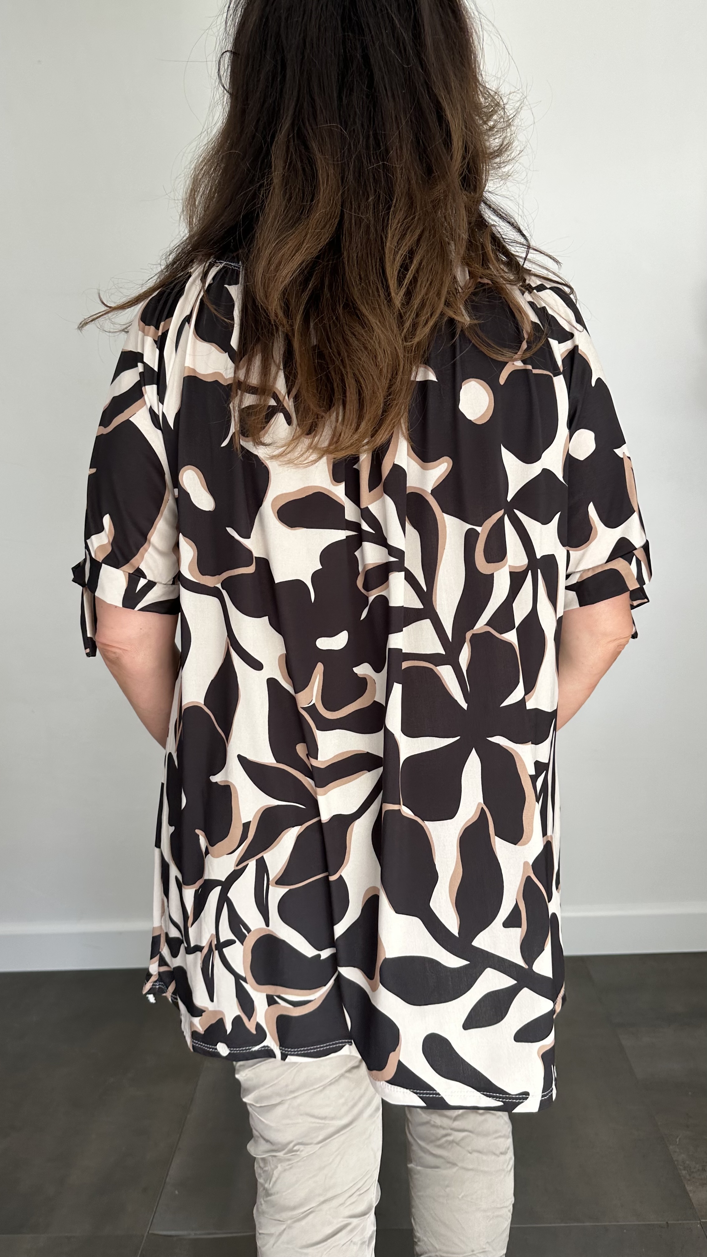 Top/ Tuniek fantasy flower zwart