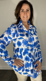 Stretch blouse travel furry spots kobalt