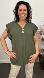 Shirt Britt met knopen en ruche Army