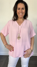 Top Maya korte mouw +SIZE roze