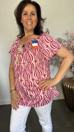 Shirt met koord travel elips waves fuchsia