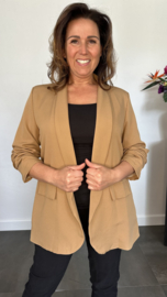 Blazer Marjan met gesmokte mouw donker camel