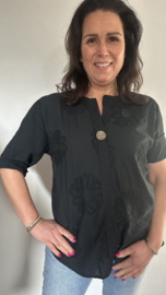 Geborduurde blouse Belle zwart