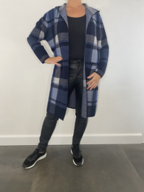 Geruit vest met capuchon blauw