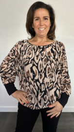 Blouse met boord new panter zwart