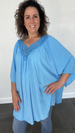 Tuniek chantal met kant turquoise +SIZE