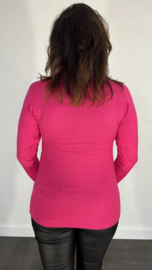 Gebreide coltrui met kabel fuchsia SALE