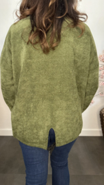 Baby rib sweater 2D reliëf print Army