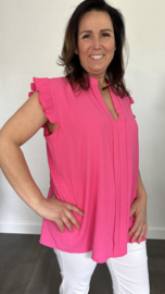 Top Elena met plisse ruche fuchsia