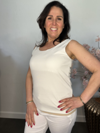 Hemd met brede schouderband ribbel Ecru