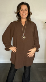 Tuniek Maya lange mouw +SIZE bruin
