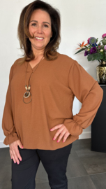 Top Maya lange mouw +SIZE cognac