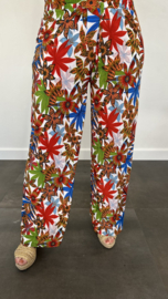 Flared broek gebloemd rood