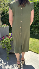 Jurk Mimi met ruche en knoopjes army