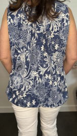 Ballon top Flowers jeans/wit