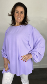 Lange top met gesmokte mouw +SIZE lila
