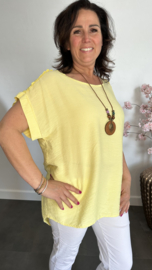 Shirt Nora kant +ketting Geel