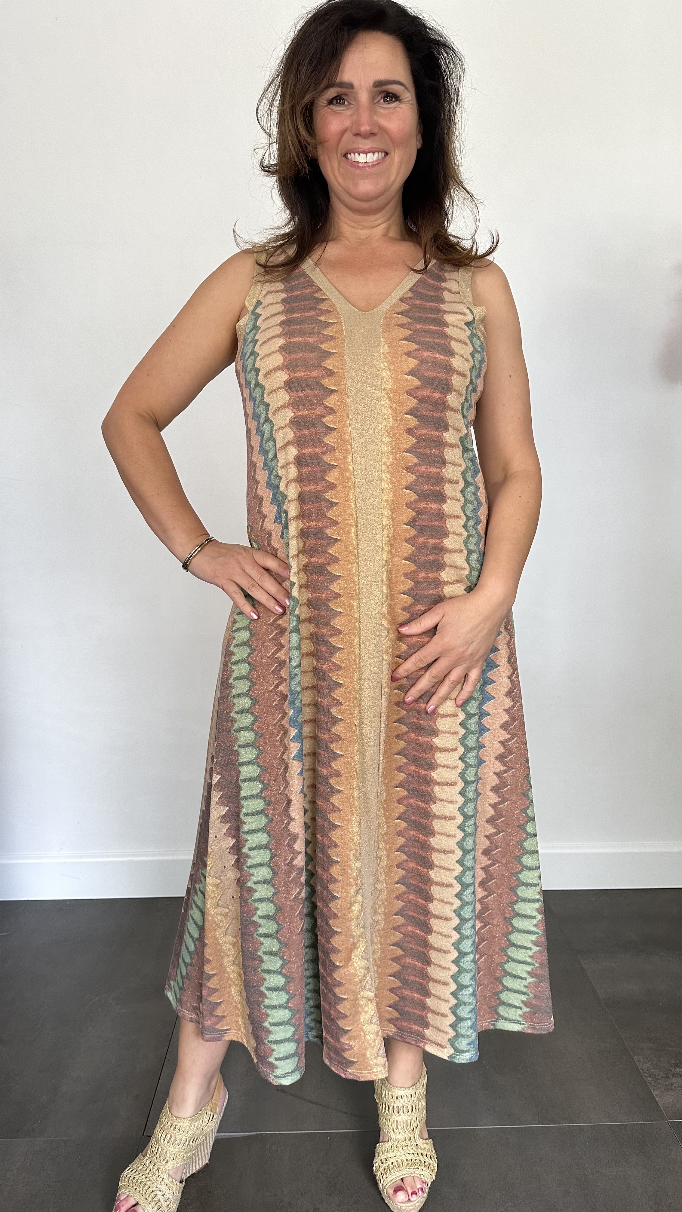 Jurk Vianna camel/groen