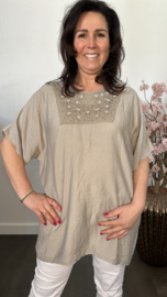 Top Esther met glitter Taupe