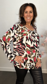Ballon shirt met elastiek panter /tijger fuchsia