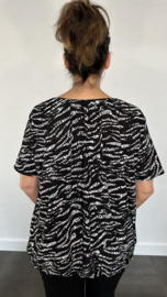 Ballon shirt met elastiek snake wave zwart wit