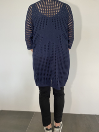 Gehaakt vest ster midi d.blauw SALE