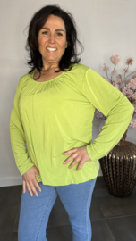 Ballon shirt travel met elastiek avocado