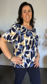 Ballon shirt met elastiek panter blauw