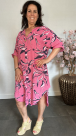 Linnenlook jurk Jade Fuchsia