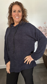 Velvet trui zilver glitter met capuchon Marine