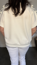 Sweatshirt met strikjes Ecru