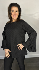 Top Judith met ruche zwart