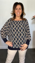 Blouse met boord wavy marine