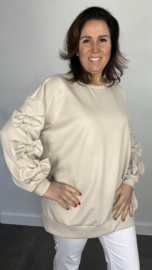 Sweater met strikken op de mouw +SIZE zand