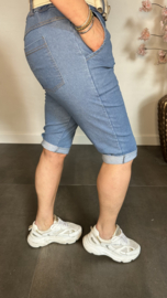 High waist denim BERMUDA jogger met Gratis riem