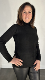 Gebreide coltrui met kabel zwart SALE