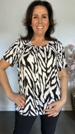Ballon shirt met elastiek Scratched zebra zwart