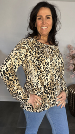 Ballon shirt met elastiek Panter zwart/taupe