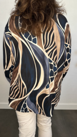 Stretch blouse soft Animal mix Marine