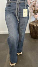 Redberry WIDE leg jeans met denim glitter koord