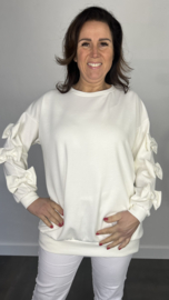 Sweater met strikken op de mouw +SIZE  ecru