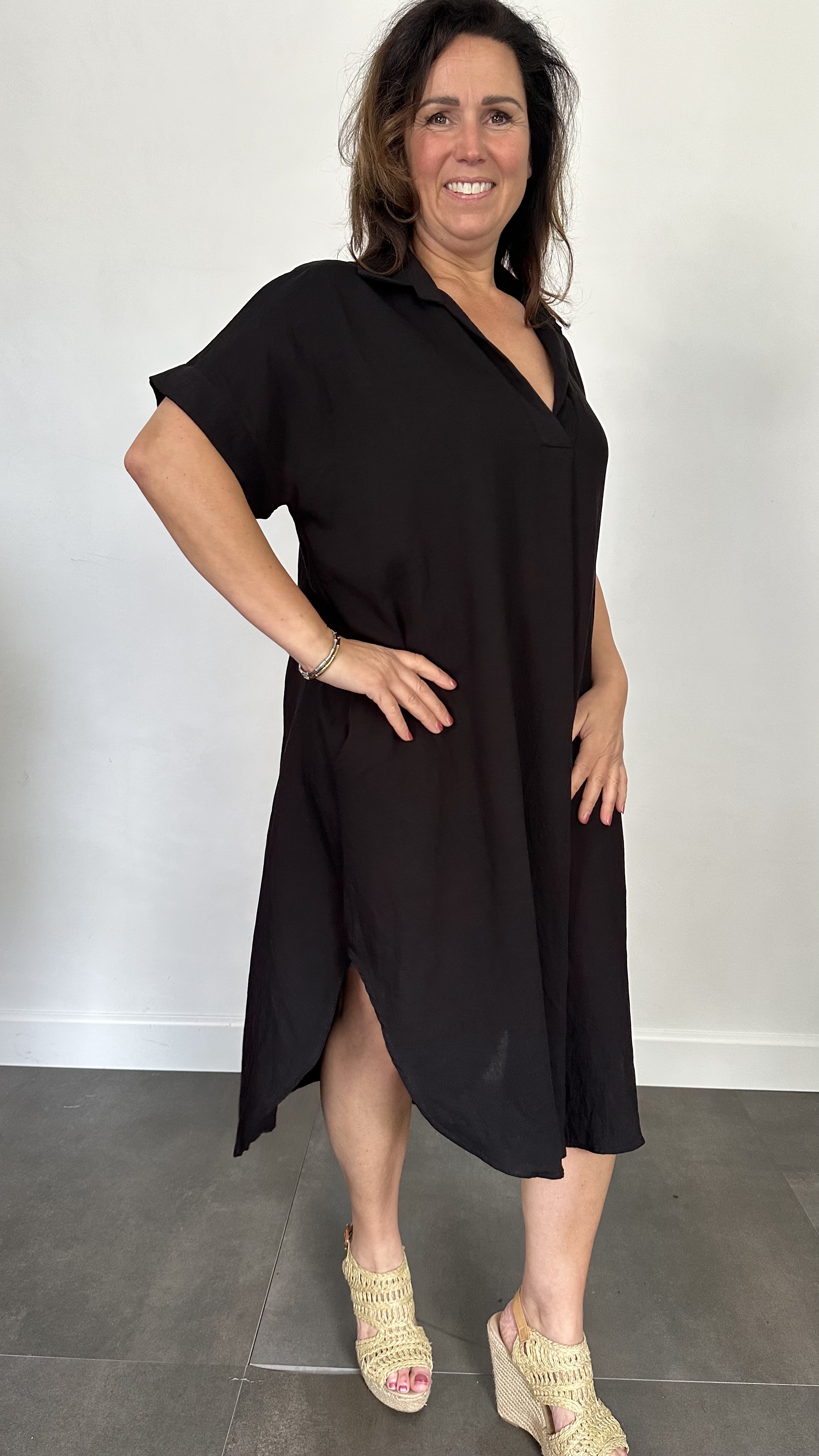 Jurk Leya uni +Size Zwart