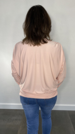 Overslag shirt met brede elastische boord roze