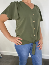 Blouse met knoop Silke army SALE