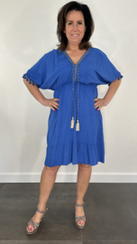 Korte jurk Roxy met elastiek kobalt