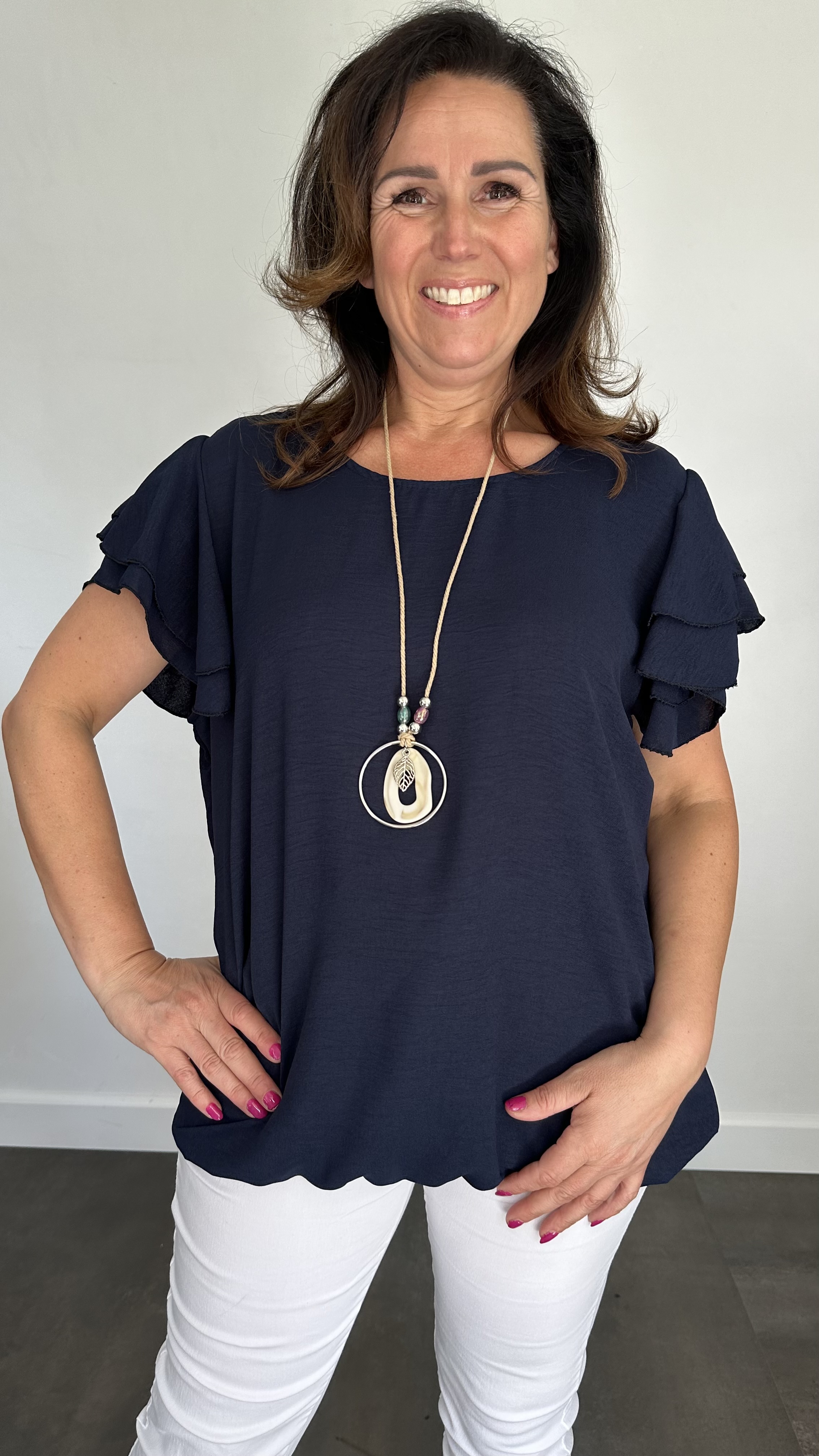 Shirt Celine met ketting +SIZE marine