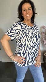Ballon shirt met elastiek Zebra denim